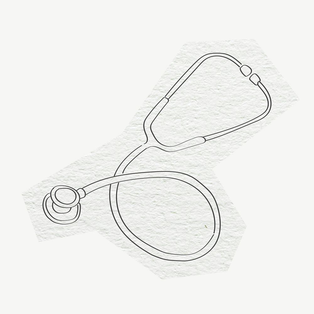 Stethoscope, line art collage element psd