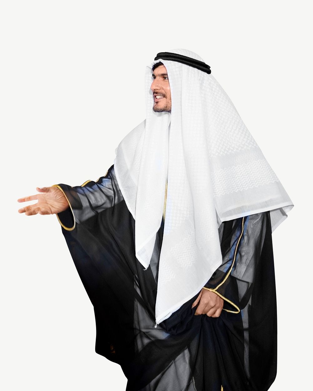 Arab man reaching out collage element psd
