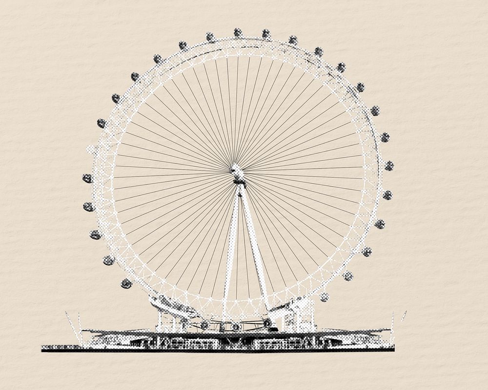 London Eye sticker, UK's famous ferris wheel collage element psd