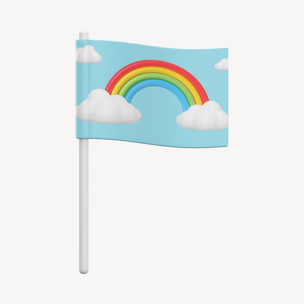 3D rainbow flag mockup psd