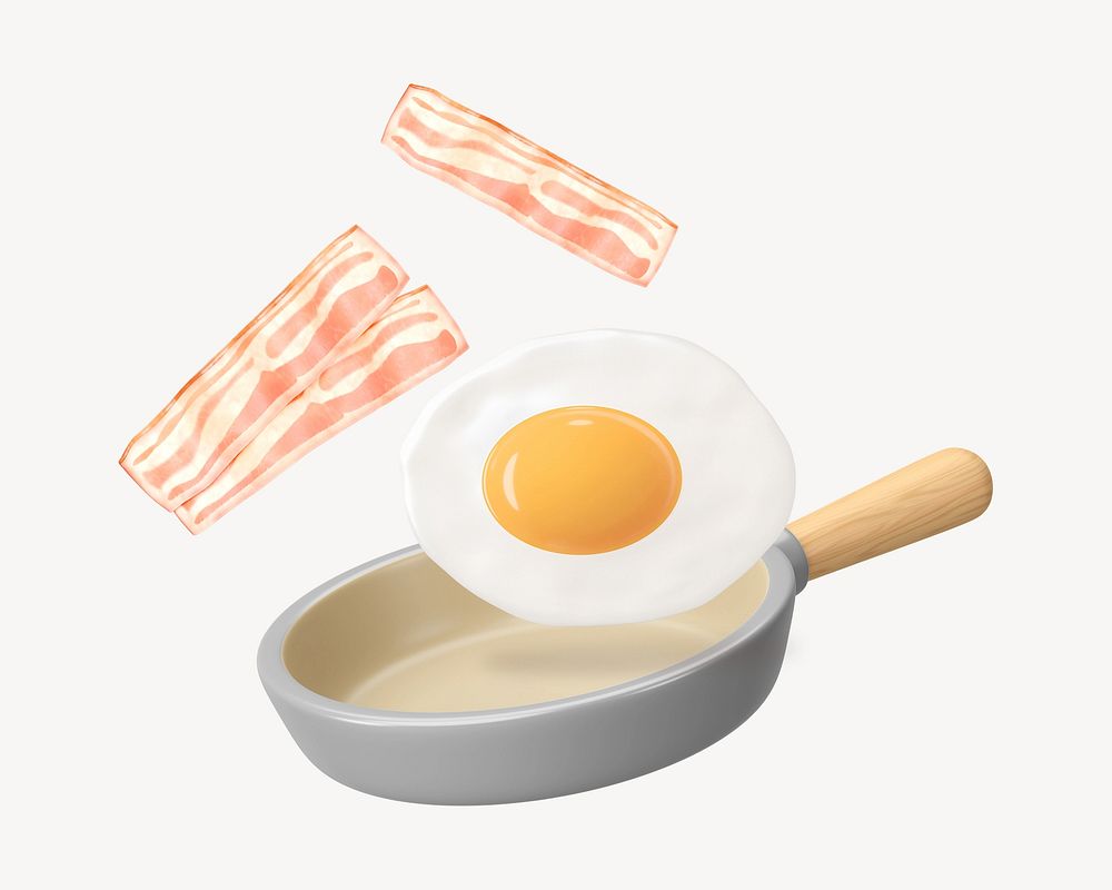 3D fried egg bacon, element illustration