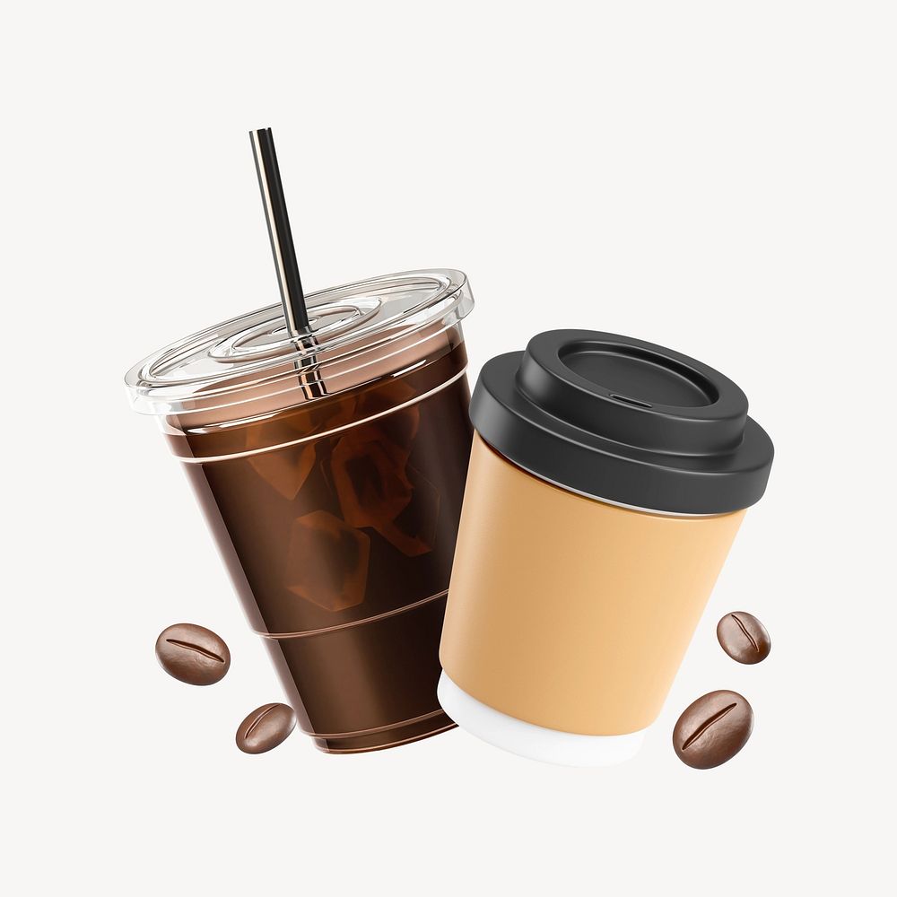 3D americano coffee, element illustration