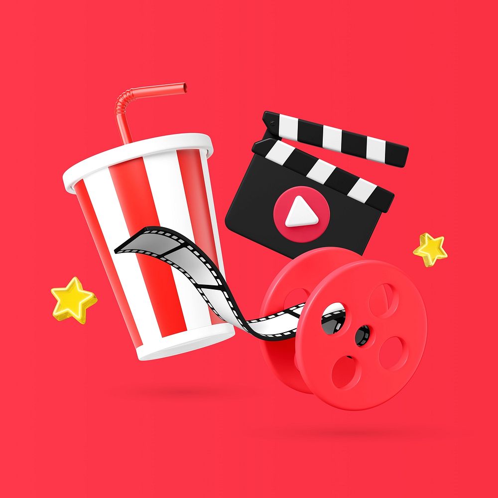 3D film entertainment collage, element illustration