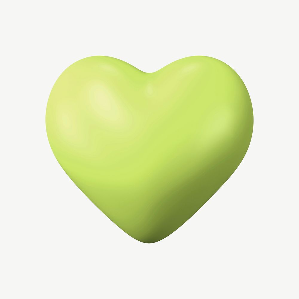 3D green heart, collage element | Premium PSD - rawpixel