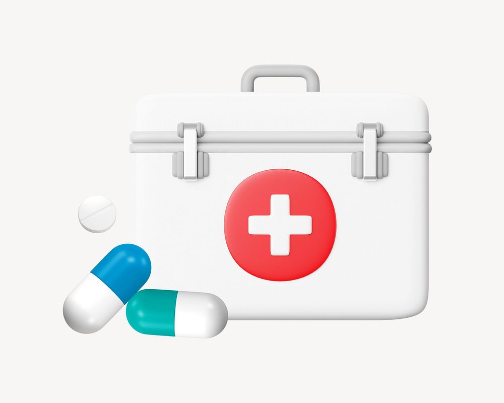 3D first aid box, element illustration