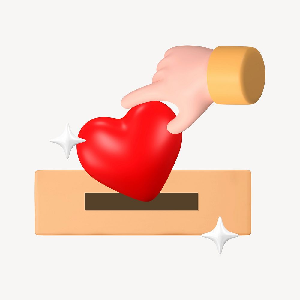 3D donating heart, element illustration
