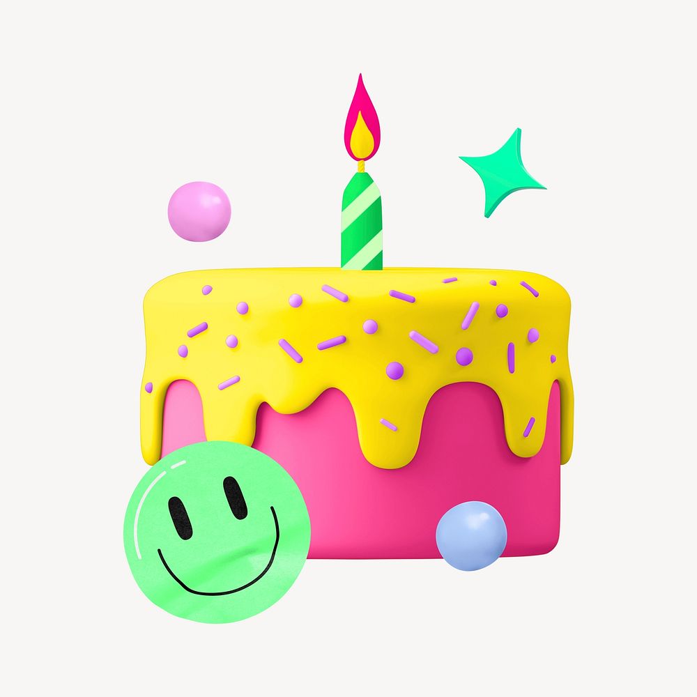 3D birthday cake, element illustration