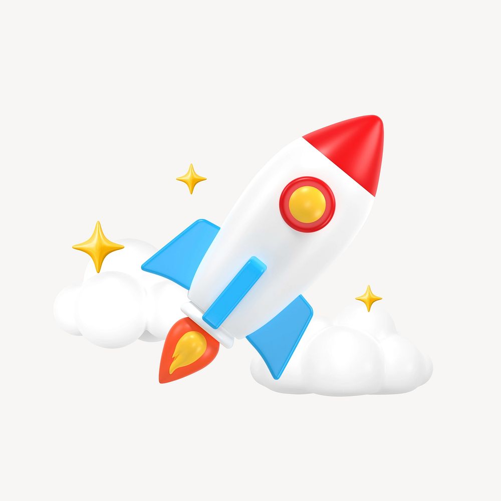 3D launching rocket, element illustration