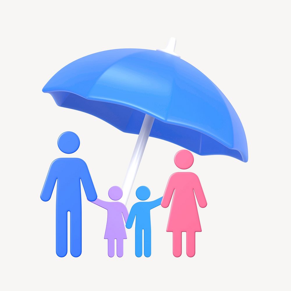 3D family insurance, element illustration