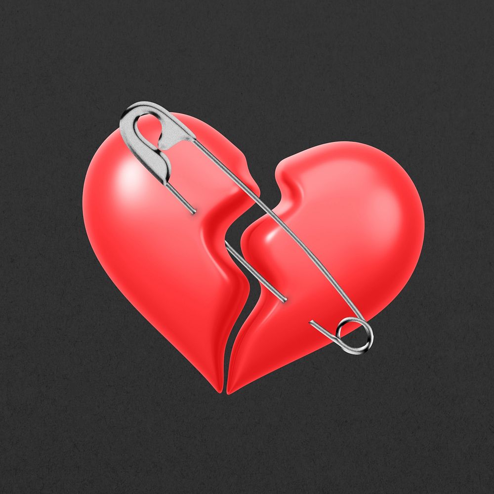 3D broken heart, element illustration