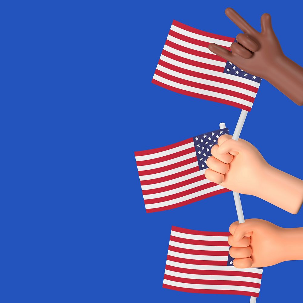 3D Waving American flags background, 3D illustration, element illustration