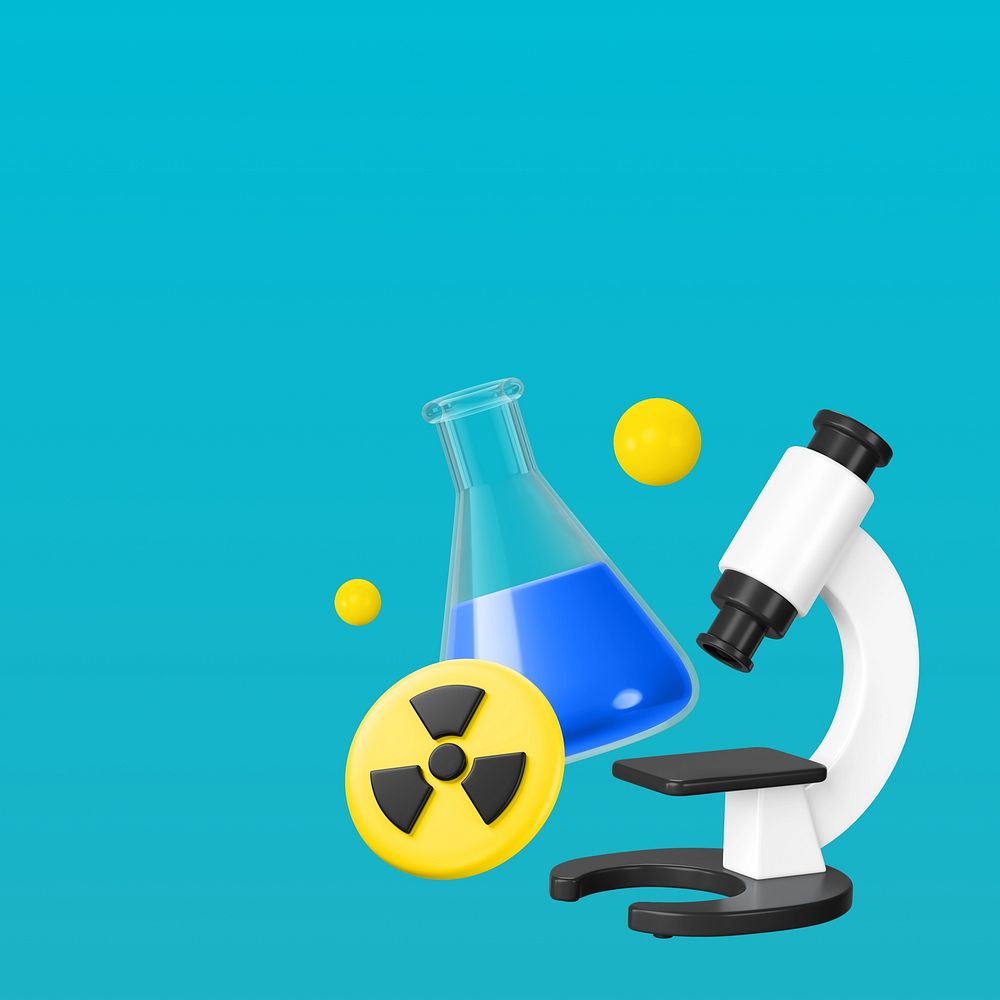 Radiation flask chemical background, 3D illustration