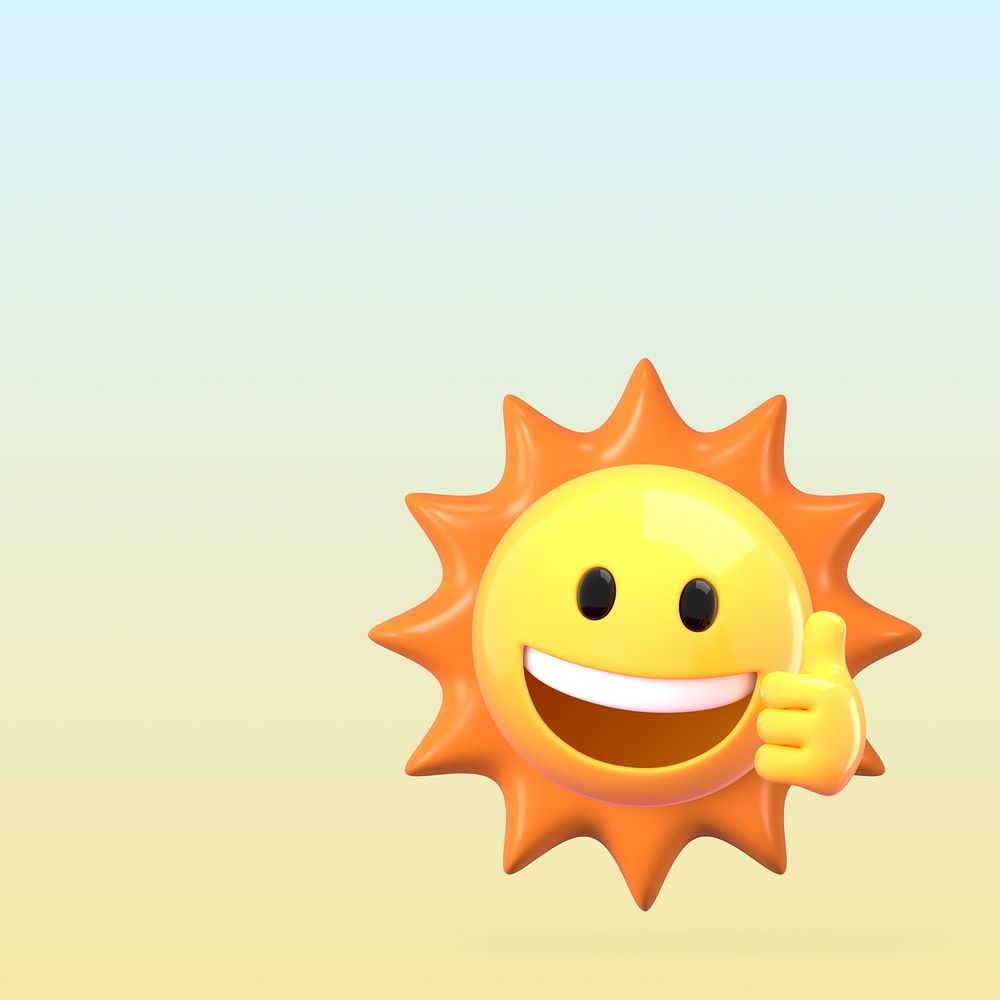 3D smiling sun, weather illustration