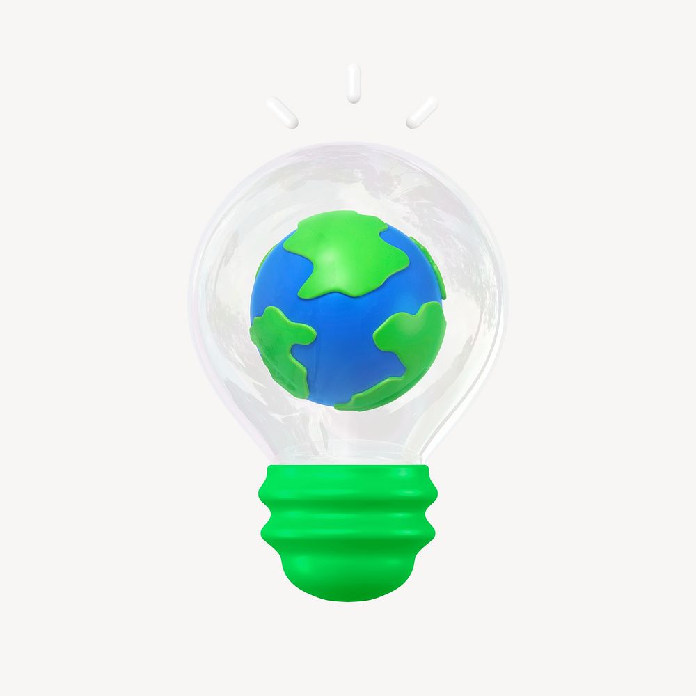 3D globe in bulb, element illustration