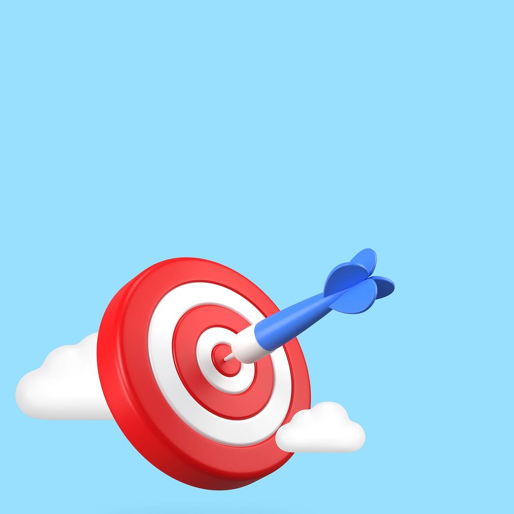 3D dartboard background, target marketing illustration