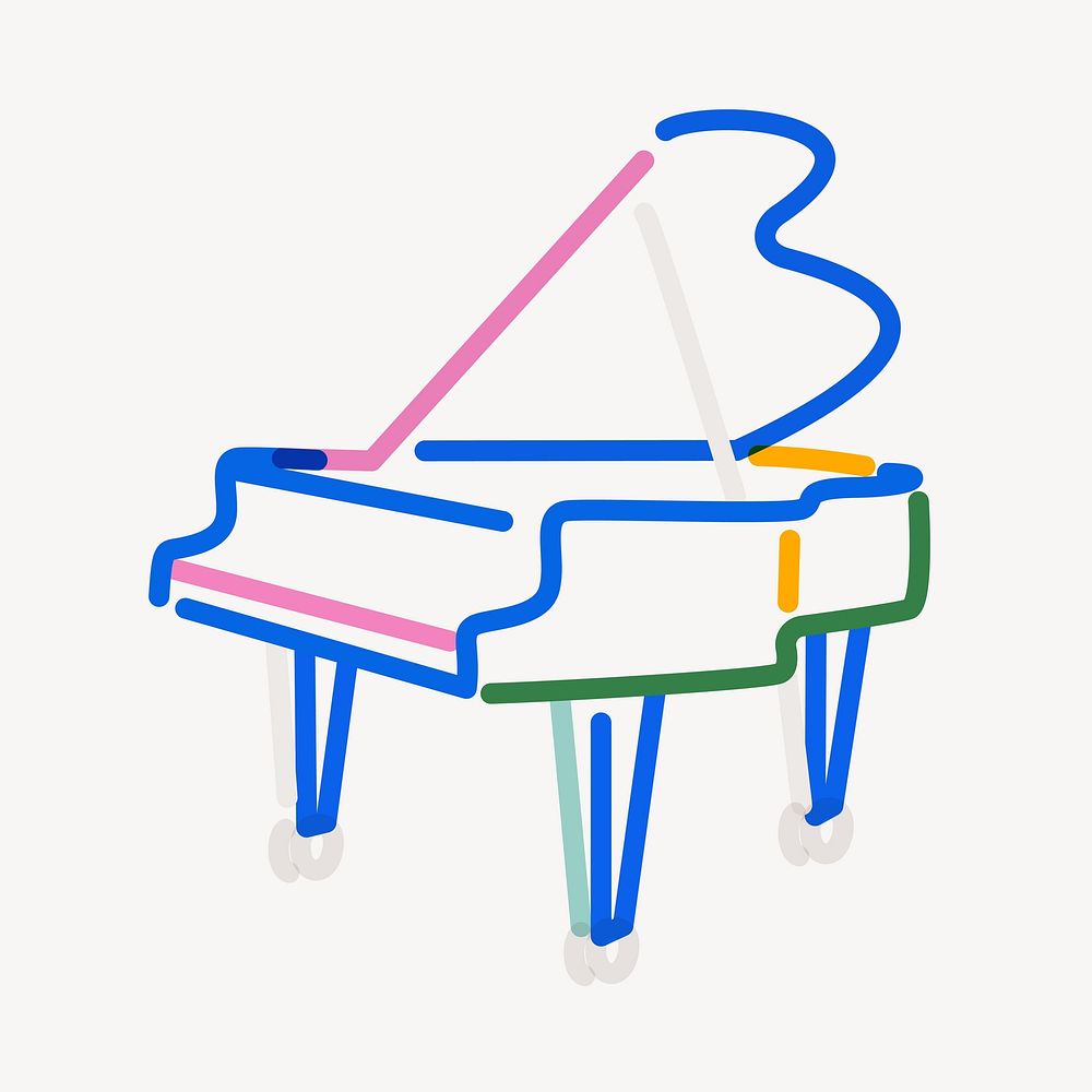 Colorful piano pop doodle line art vector