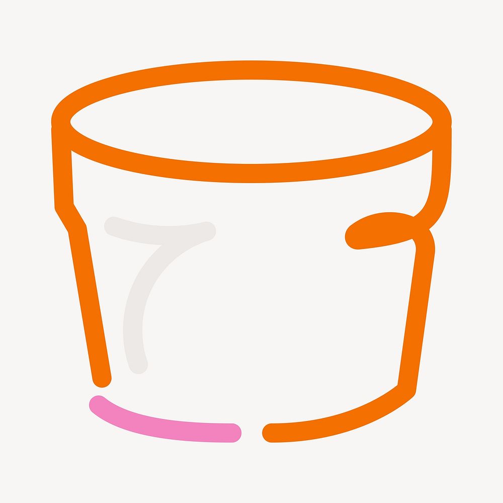 Colorful orange pot pop doodle line art vector