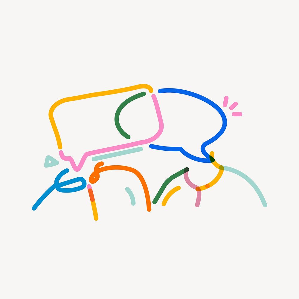 Business conversation cute doodle line art