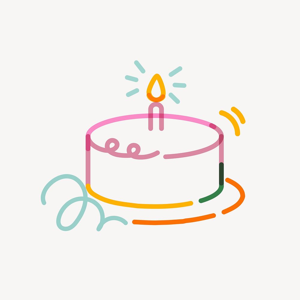 Birthday cake pop doodle line art