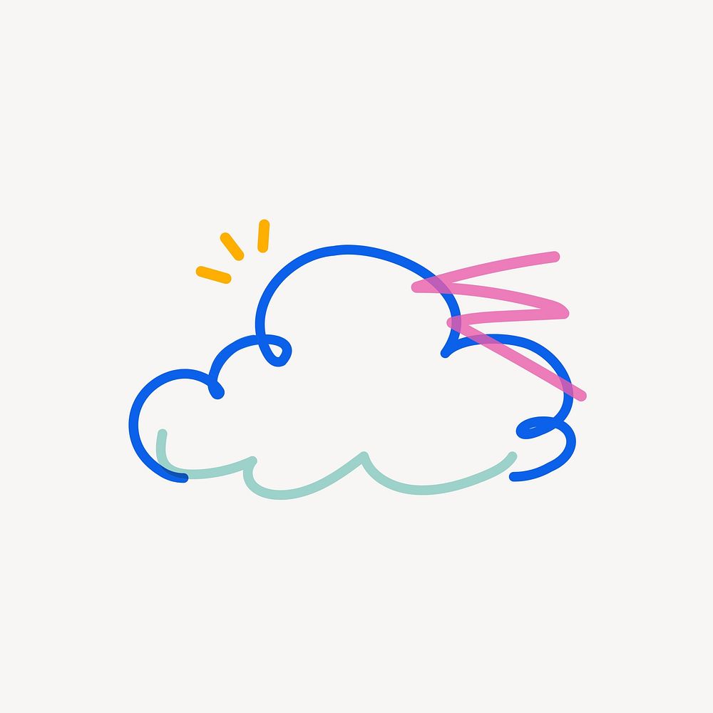 Colorful cloud pop doodle line art