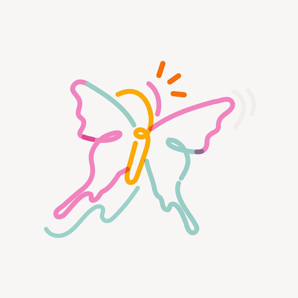 Butterfly pop doodle line art