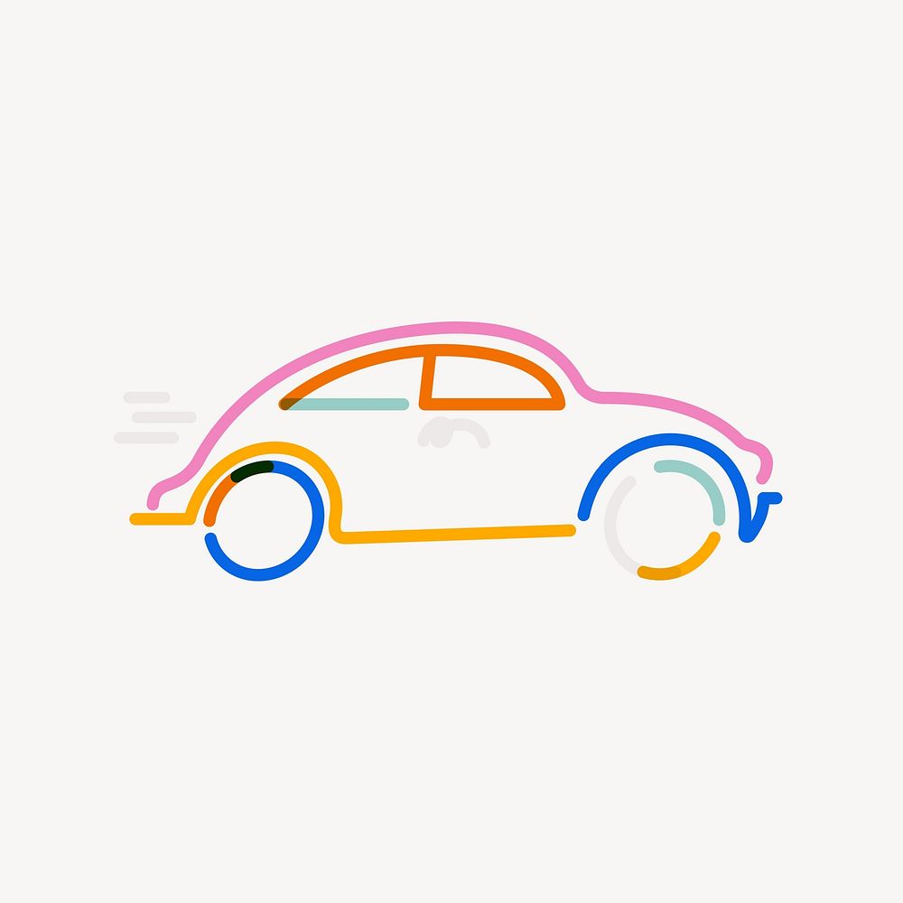 Colorful car doodle line art