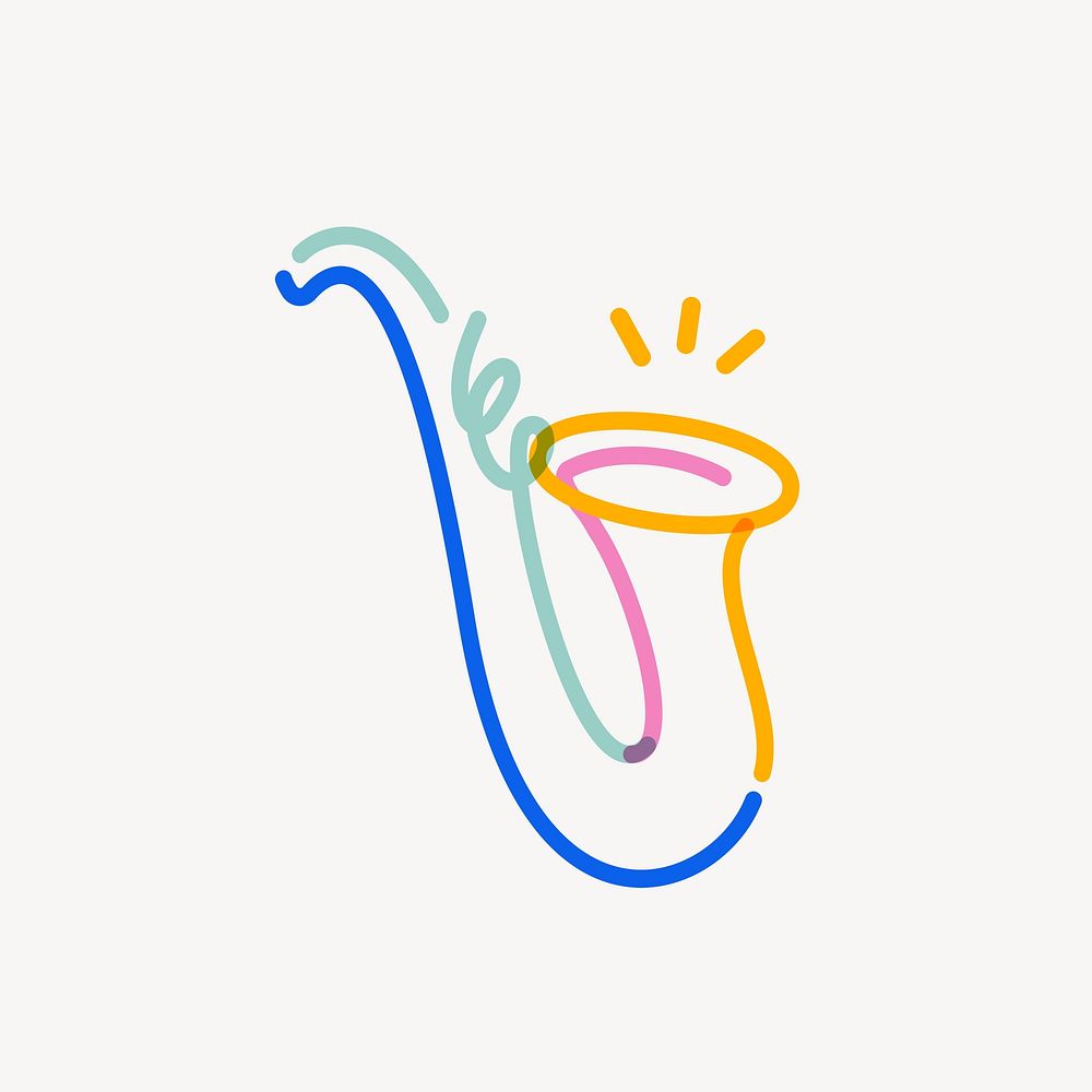 Saxophone  pop doodle line art