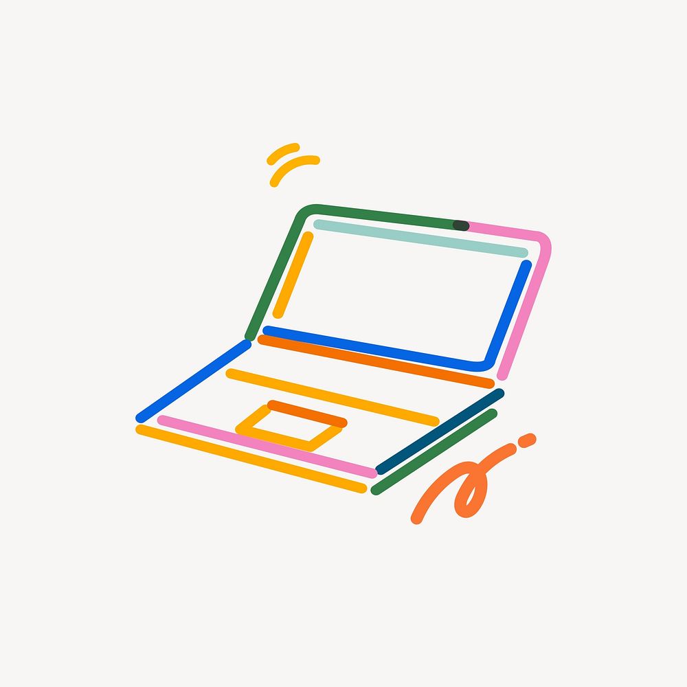 Laptop pop doodle line art