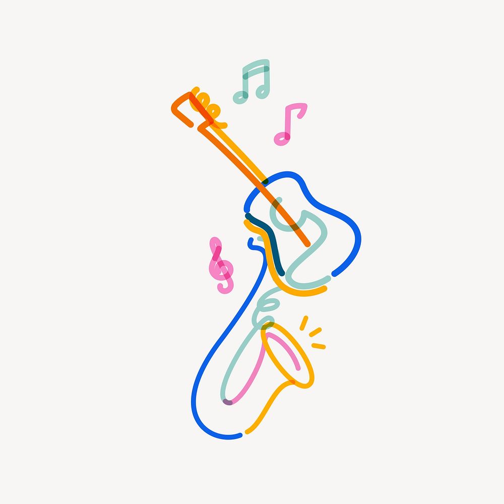 Music instruments doodle line art