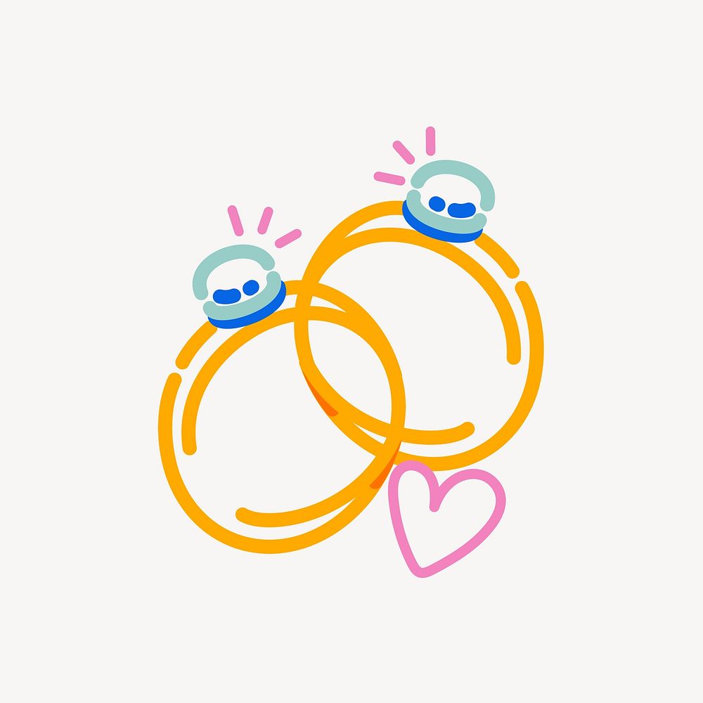 Wedding rings pop doodle line art