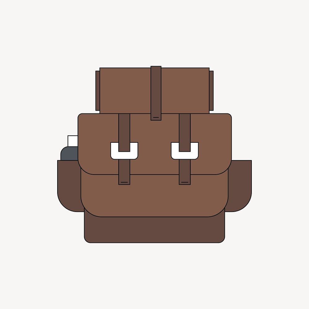 Brown travel backpack, flat illustration