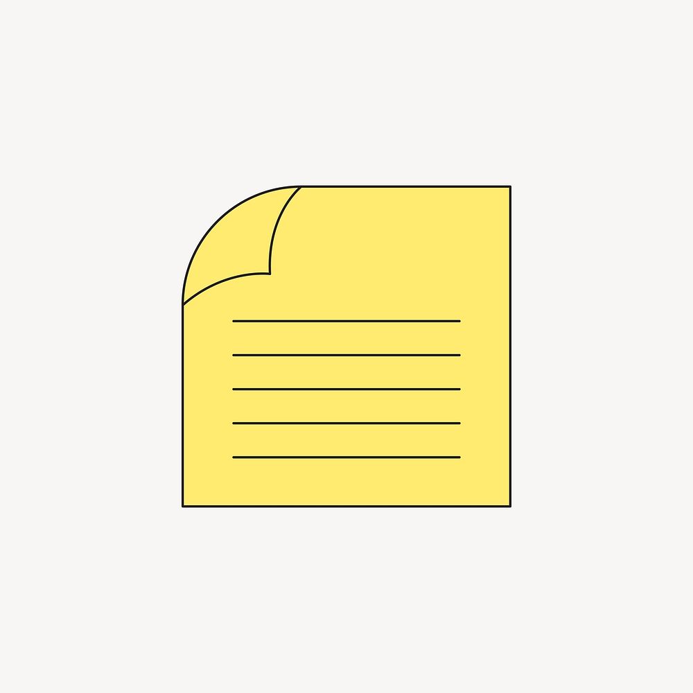 Yellow lined note paper, stationary illustration