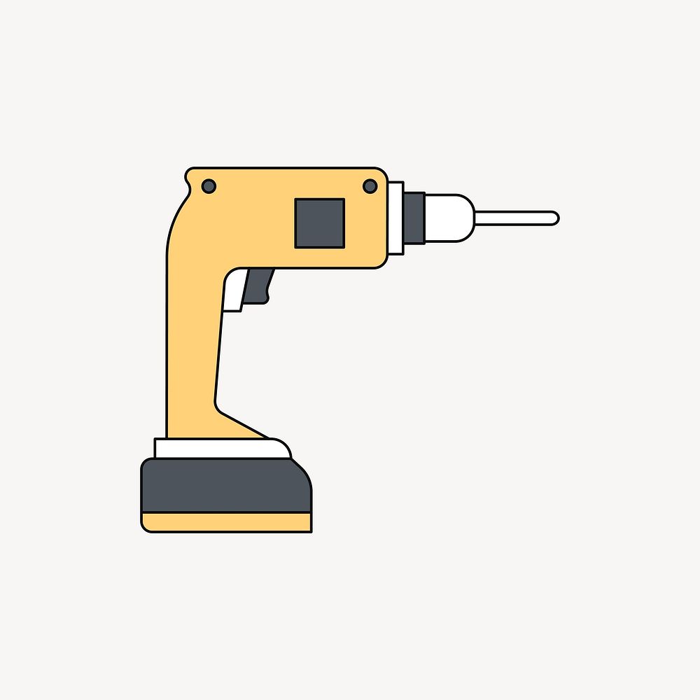 Yellow electric screwdriver illustration  collage element vector