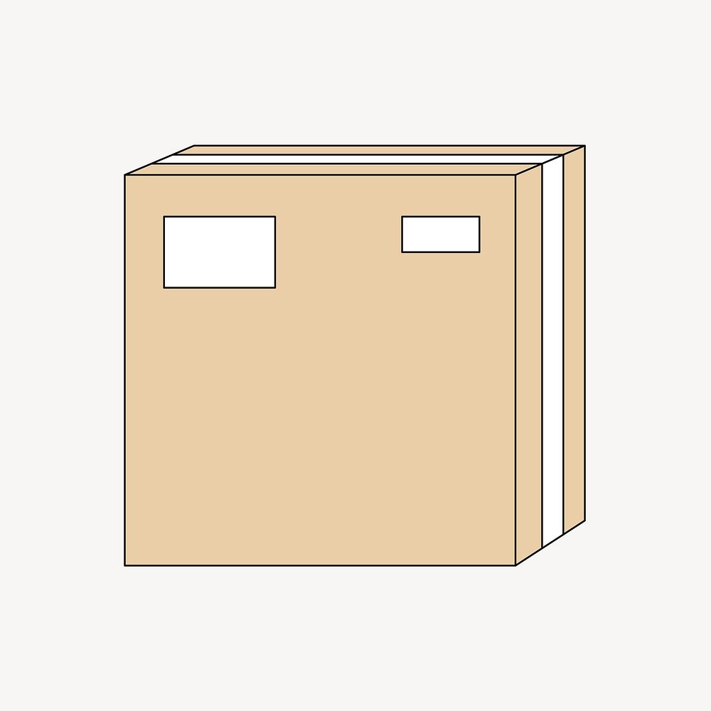 Parcel box, flat object collage element vector