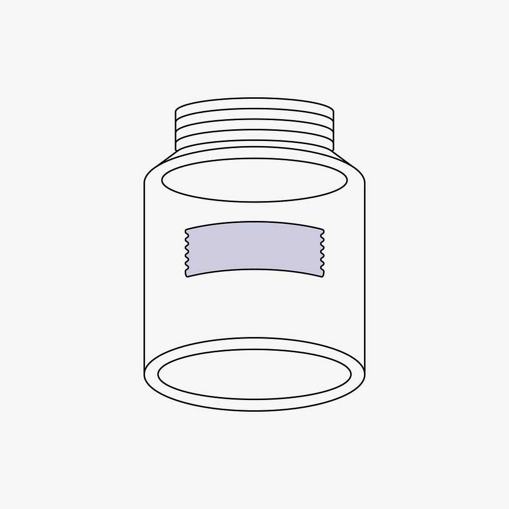 Empty donation jar, flat object collage element vector
