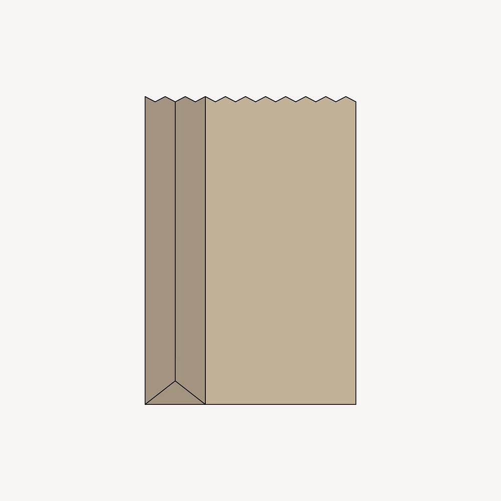 Paper bag, flat object collage element vector