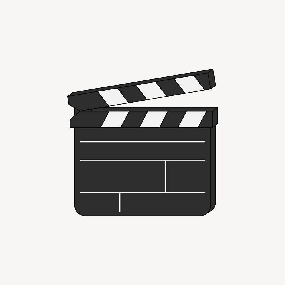 Film slate, flat object collage element vector