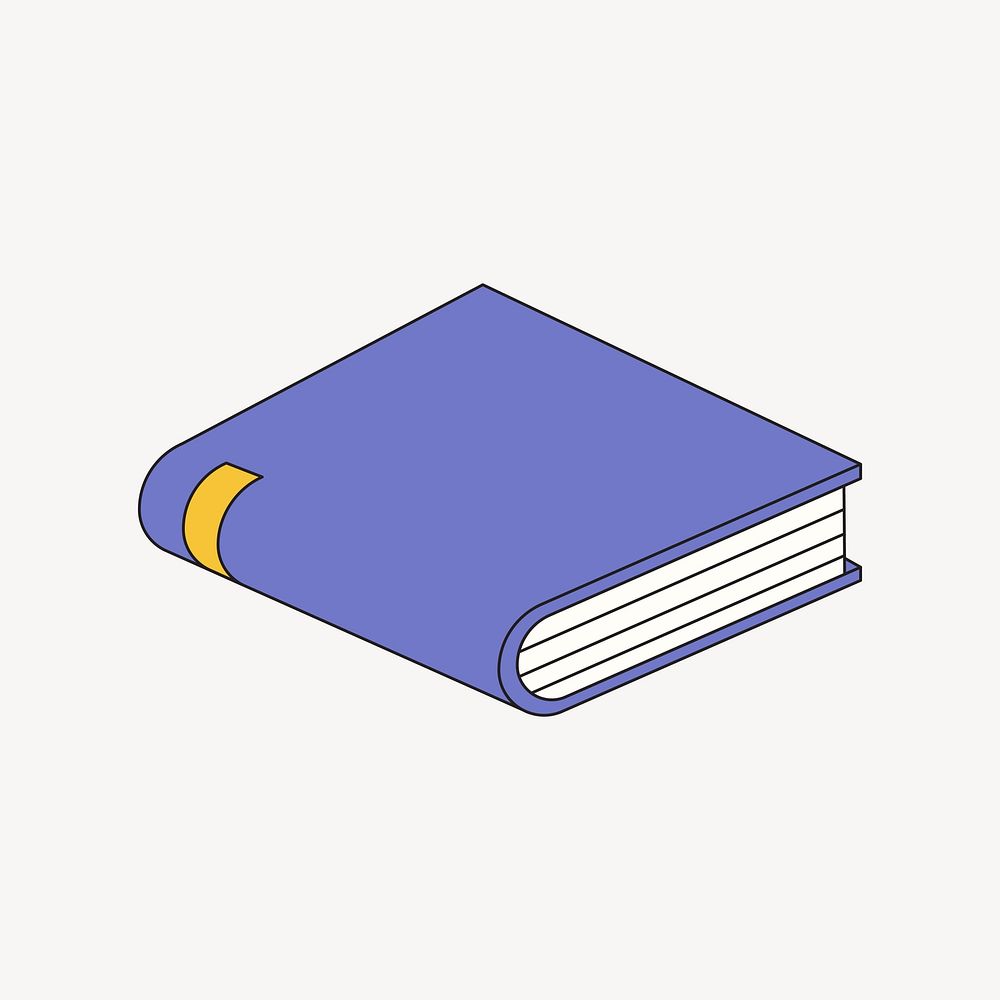 Closed book top view, education illustration