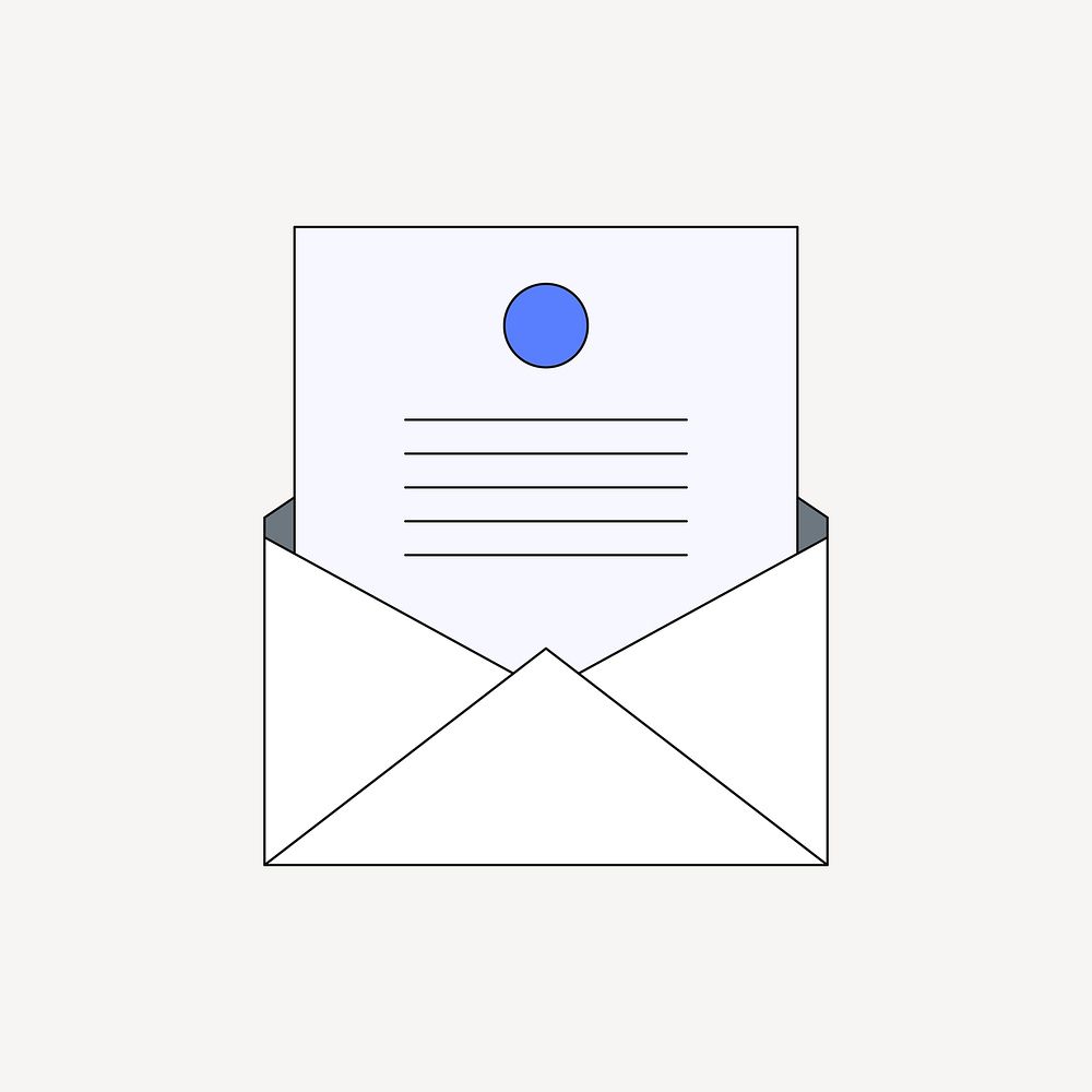 Opened letter, flat illustration