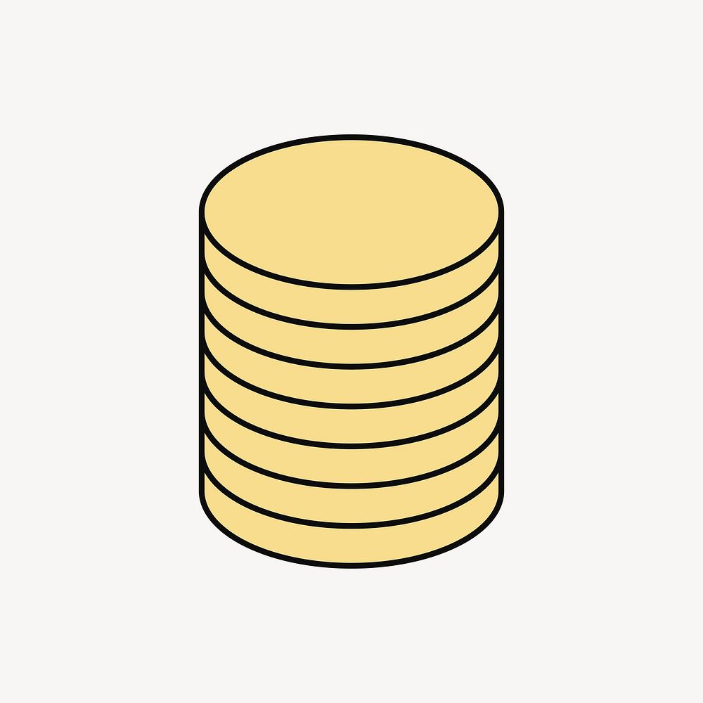 Stacked coins money, flat finance collage element vector