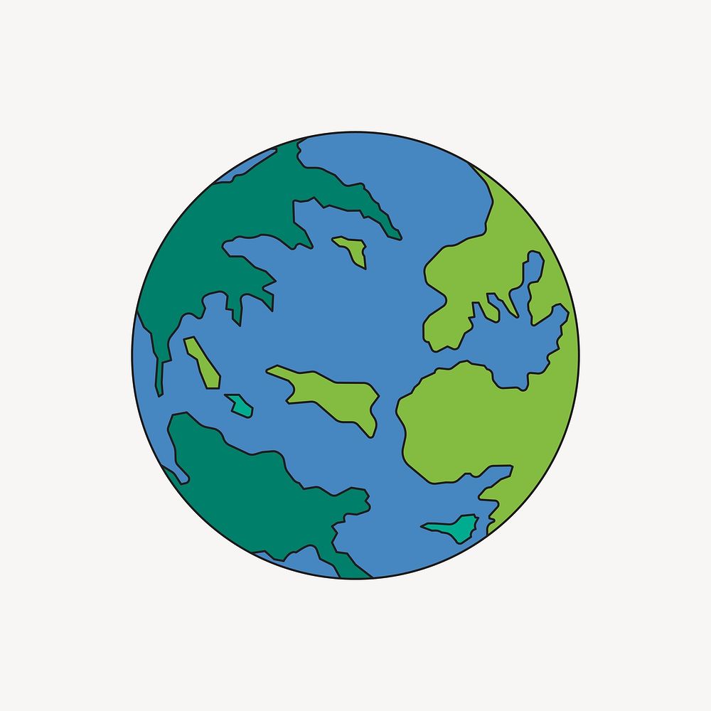 Earth globe, flat planet illustration