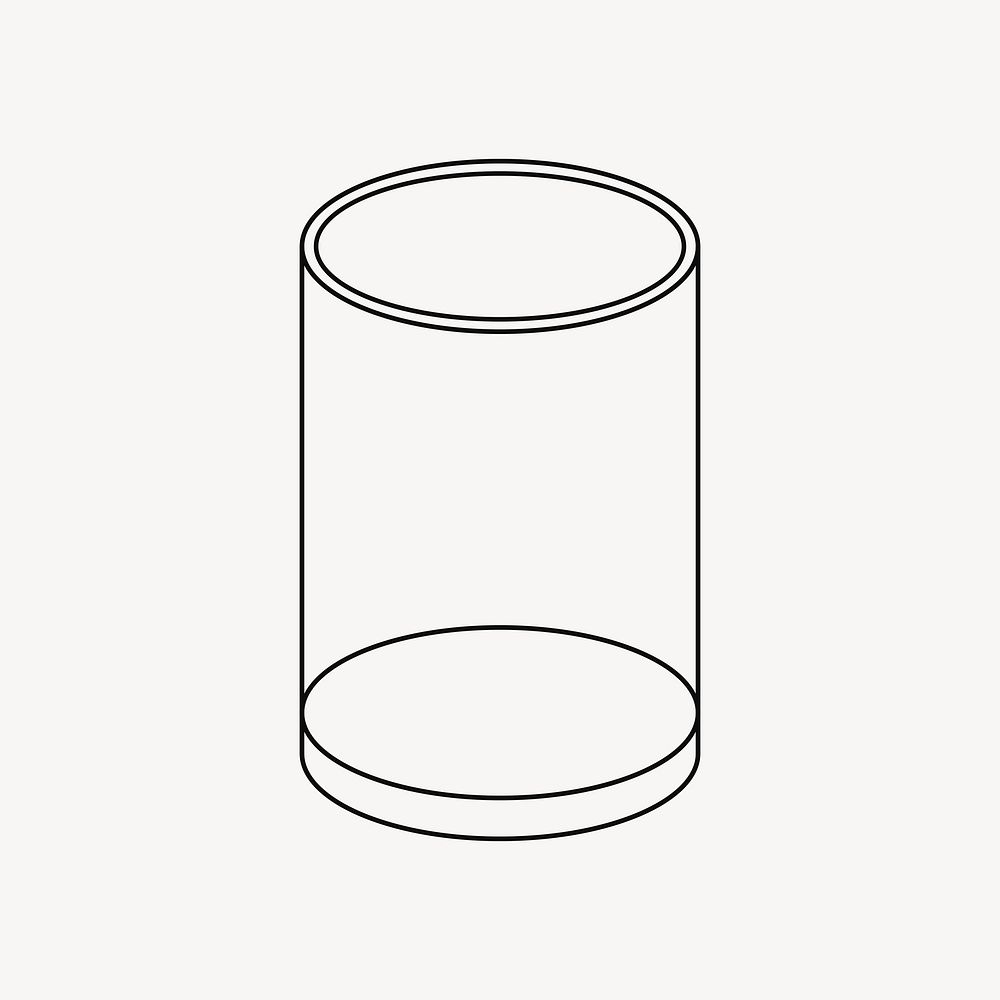 Empty water glass, flat object collage element vector