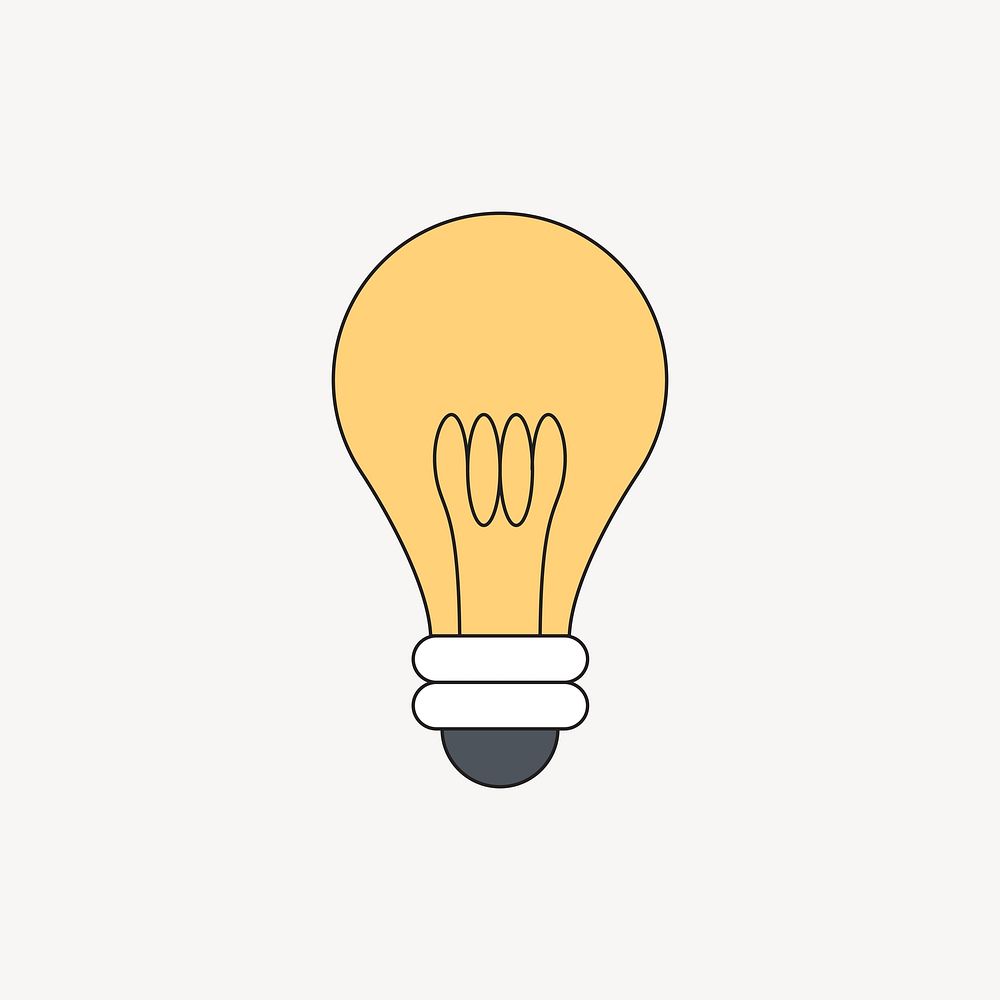 Light bulb, flat object collage element vector