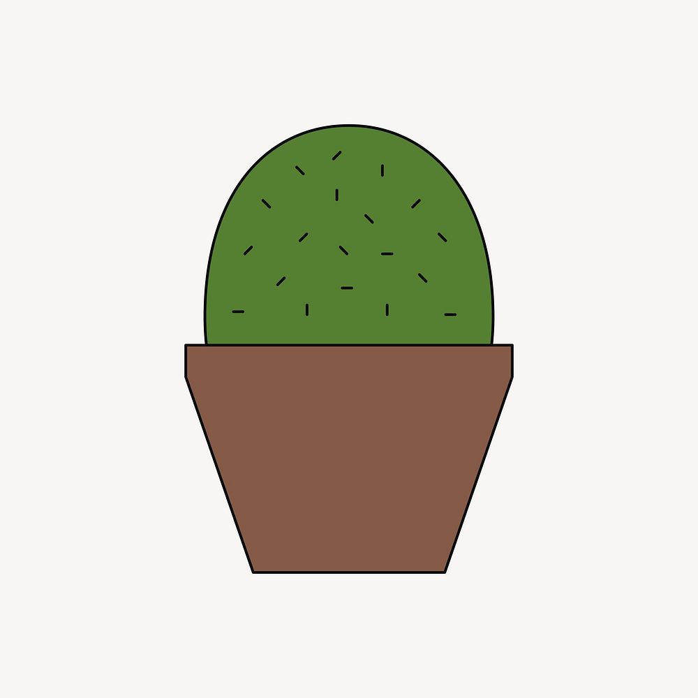 Cactus houseplant pot, flat illustration