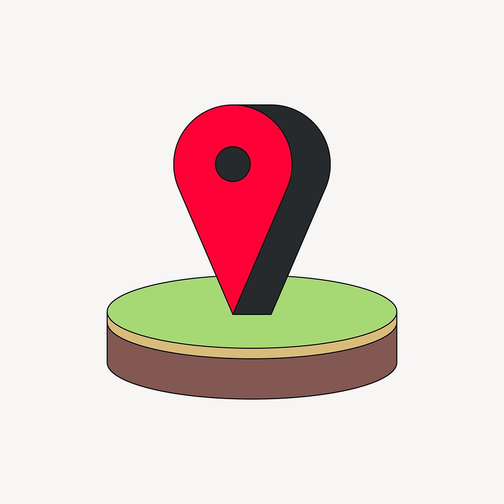 Red pin map icon, flat graphic vector