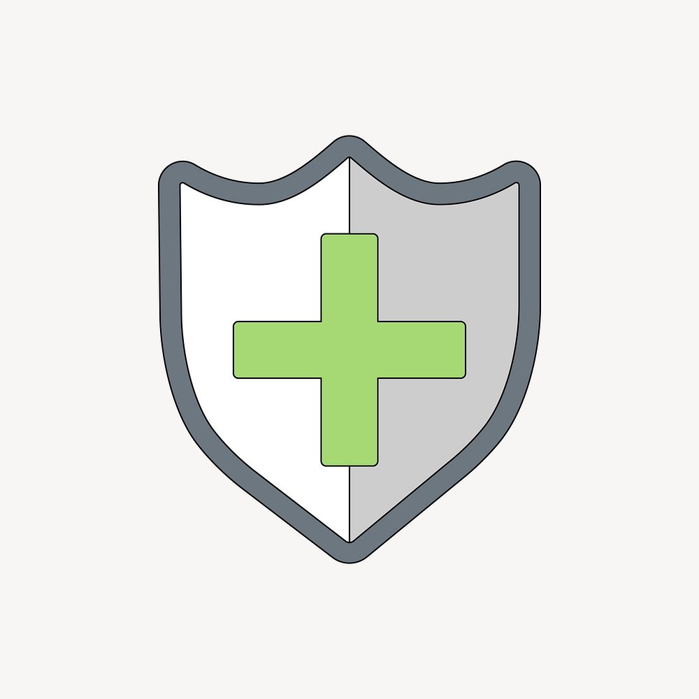 Medical shield icon, flat graphic