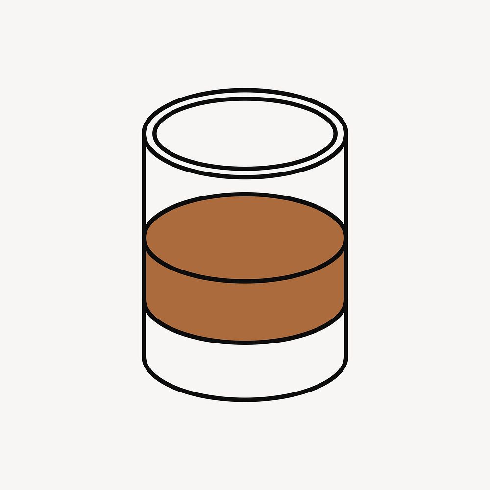Glass of whiskey, flat illustration