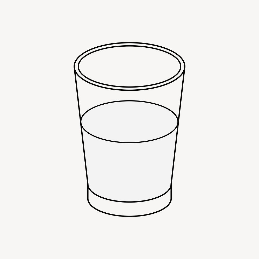 Glass of milk, flat collage element vector