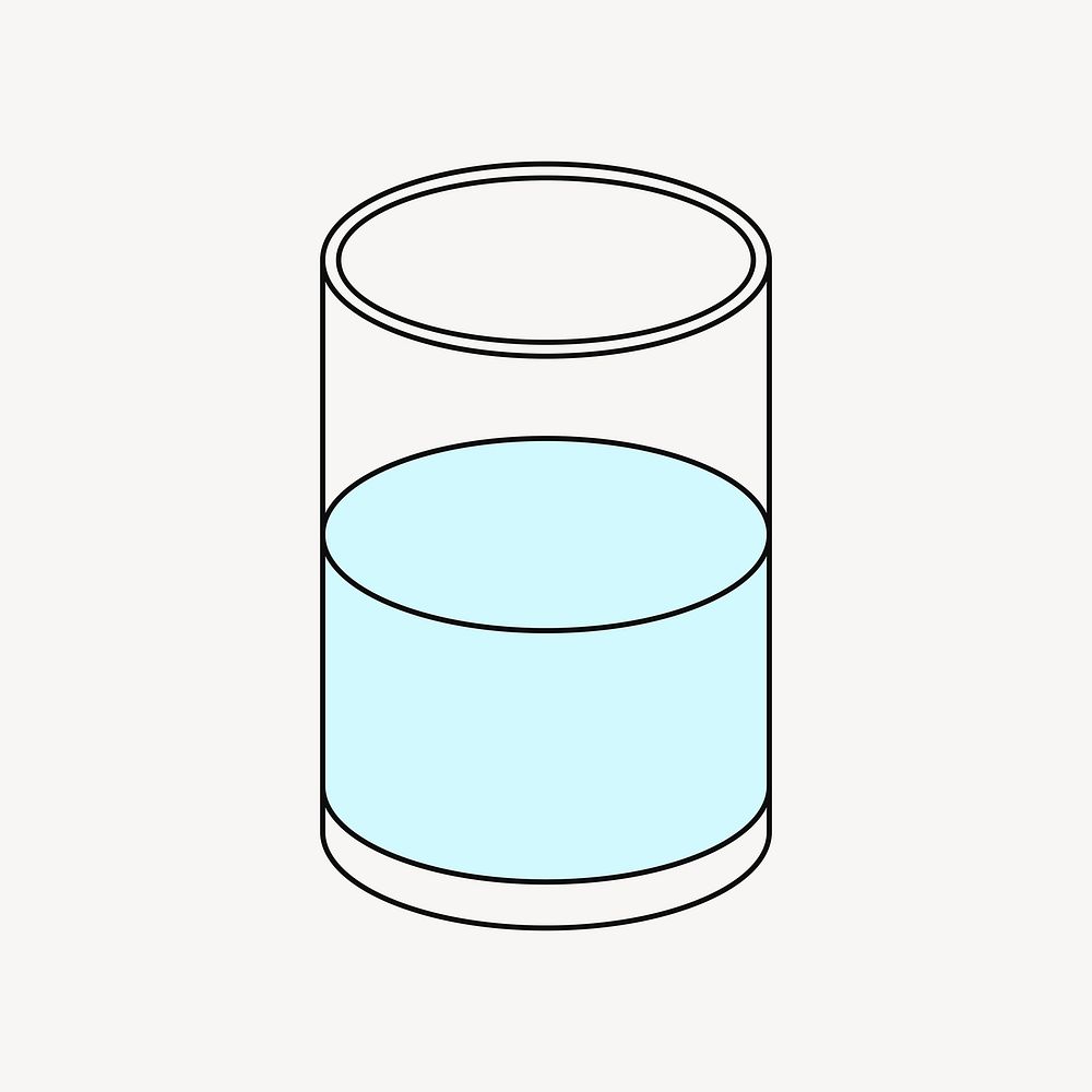 Glass of water, flat collage element vector