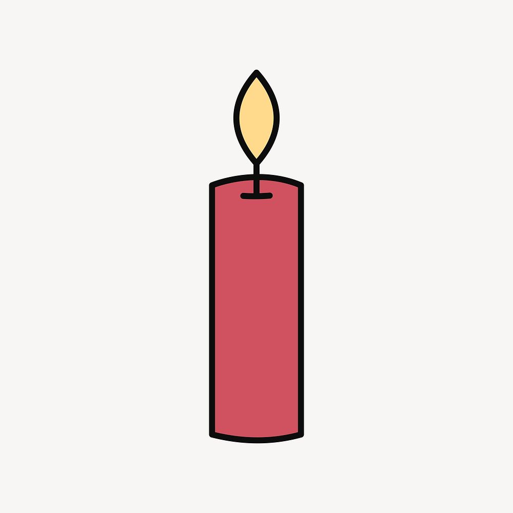 Lit candle, flat illustration
